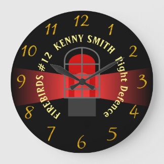 Redondo Grande Reloj de hockey personalizado con SU NOMBRE