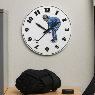 Redondo Grande Reloj de hockey sobre hielo