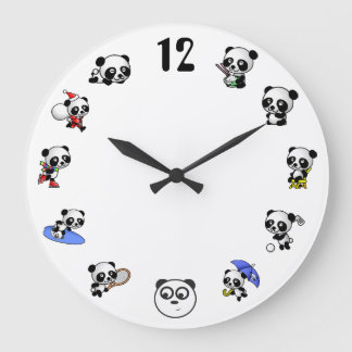 Redondo Grande Reloj de hora de Panda