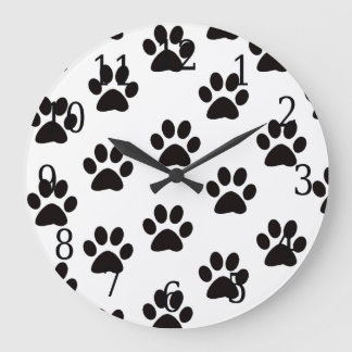 Redondo Grande Reloj de impresión de imágenes de gato