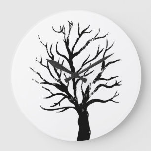 Redondo Grande Reloj de impresión de lingotazo de árbol otoñal