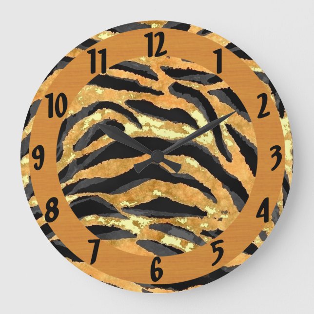 Redondo Grande Reloj de IMPRESIÓN DE TIGRE (Anverso)