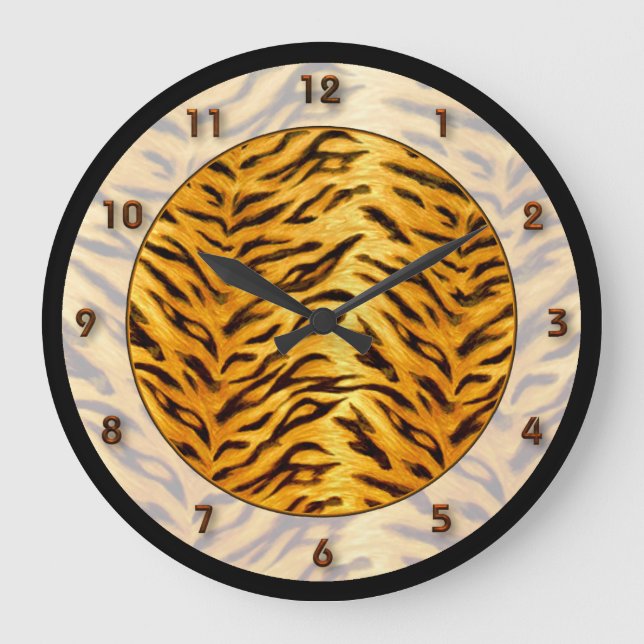 Redondo Grande Reloj de jungla de tigres (Anverso)