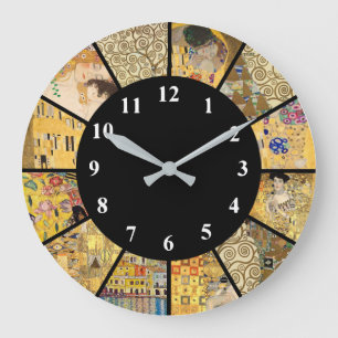 Redondo Grande Reloj de Klimt - Reloj de arte clásico de oro
