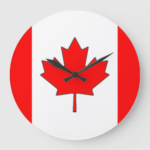 Redondo Grande Reloj de la bandera canadiense