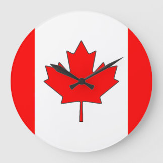 Redondo Grande Reloj de la bandera canadiense