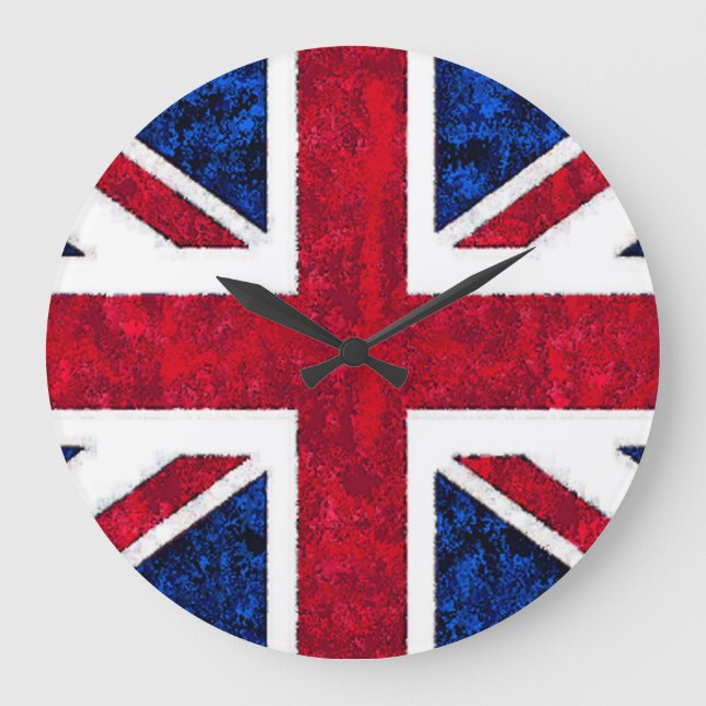 Redondo Grande Reloj de la BANDERA DEL REINO UNIDO (Anverso)