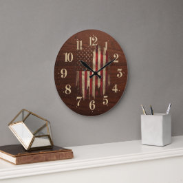 Redondo Grande Reloj de la bandera estadounidense con problemas r