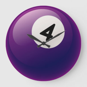 Redondo Grande Reloj de la bola de billar del número 4