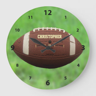Redondo Grande Reloj de la bola del fútbol americano o de rugbi