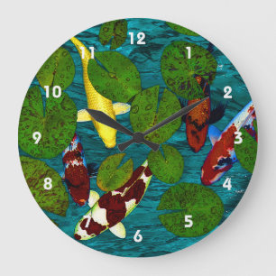 Redondo Grande Reloj de la CHARCA de KOI