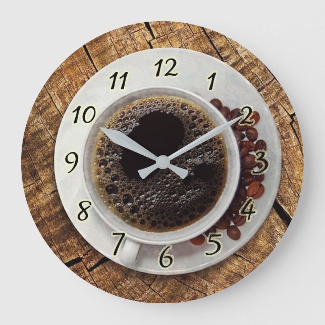 Redondo Grande Reloj de la cocina de la copa de café (Anverso)