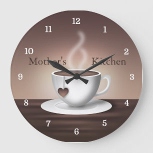 Redondo Grande Reloj de la cocina de Latte del café