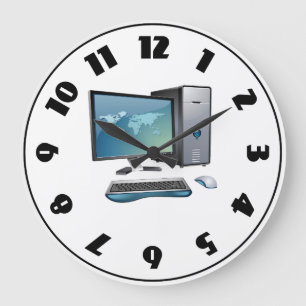 Redondo Grande Reloj de la computadora de escritorio