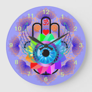 Redondo Grande Reloj de la cura Hamsa