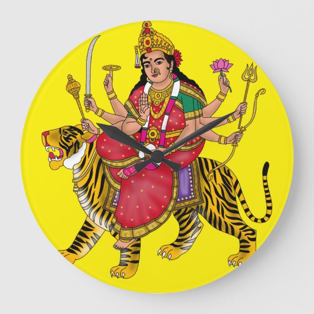 Redondo Grande Reloj de la diosa Durga (Anverso)