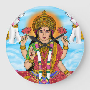 Redondo Grande Reloj de la diosa Lakshmi