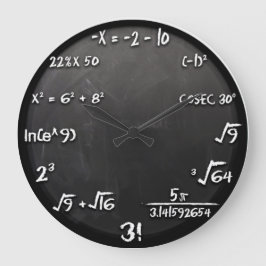 Redondo Grande Reloj de la ecuación de la matemáticas (negro)