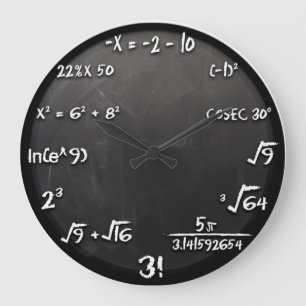 Redondo Grande Reloj de la ecuación de la matemáticas (negro)