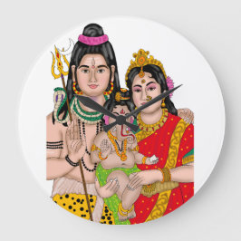 Redondo Grande Reloj de la Familia de Shiva