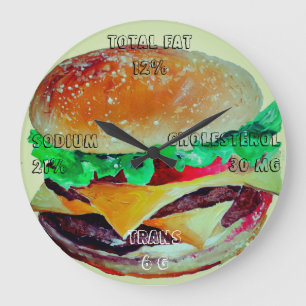 Redondo Grande Reloj de la hamburguesa, arte pop de Artlarissa