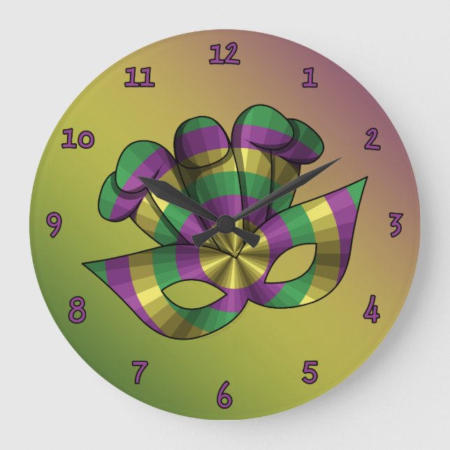 Redondo Grande Reloj de la máscara del carnaval (Anverso)