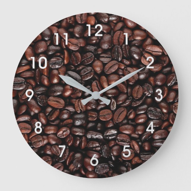 REDONDO GRANDE RELOJ DE LA PARED DE CAFÉ BEANS (Anverso)