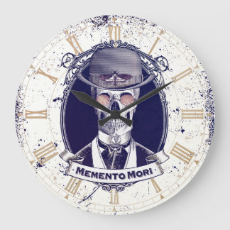 Redondo Grande Reloj de la pared de Skull Memento Mori