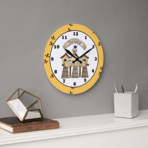 Redondo Grande Reloj de la pared del campo de la Coop de pollo