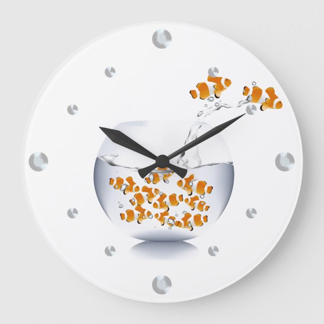Redondo Grande Reloj de la pared del pez dorado (Anverso)