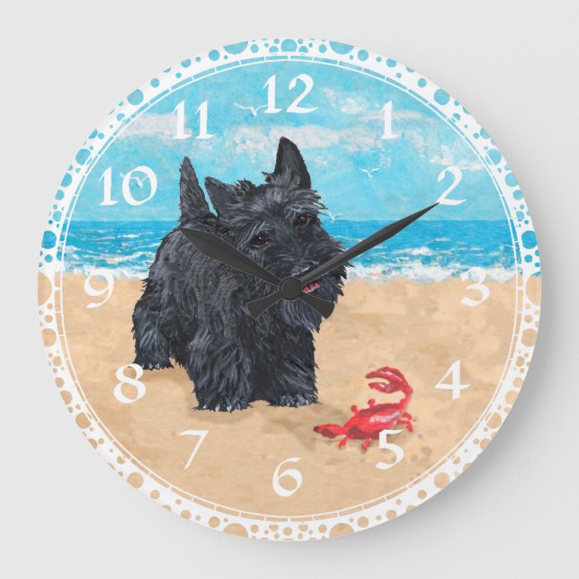 Redondo Grande Reloj de la playa de Terrier del escocés (Anverso)