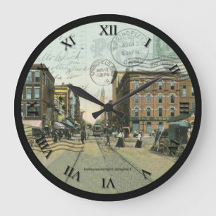 Redondo Grande Reloj de la postal de Springfield Ohio - alto St.