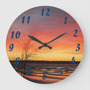 Redondo Grande Reloj de la puesta del sol del lago ice