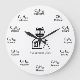 Redondo Grande Reloj de la química orgánica - blanco
