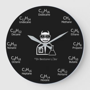 Redondo Grande Reloj de la química orgánica - negro