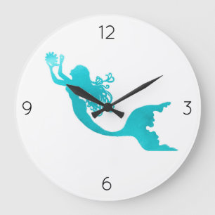 Redondo Grande Reloj de la sirena - blanco