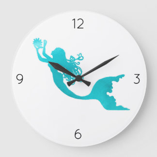 Redondo Grande Reloj de la sirena - blanco