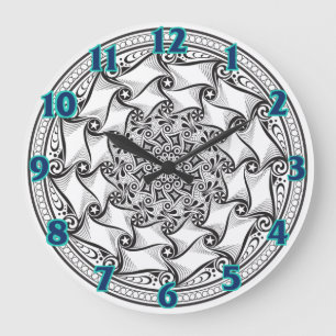Redondo Grande Reloj de la voluta de la mandala