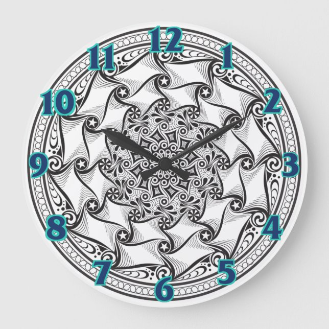 Redondo Grande Reloj de la voluta de la mandala (Anverso)