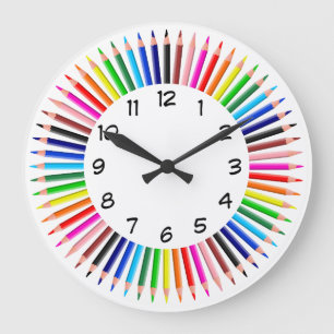 Redondo Grande Reloj de lápiz de color