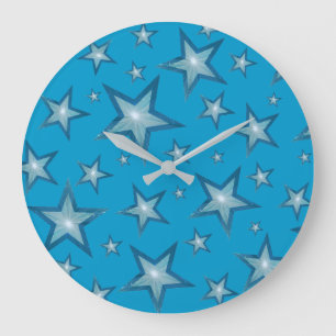 Redondo Grande Reloj de las estrellas azules