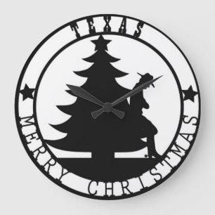 Redondo Grande Reloj de las Felices Navidad de Tejas