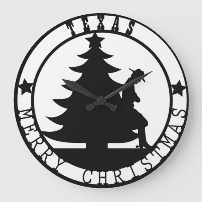 Redondo Grande Reloj de las Felices Navidad de Tejas (Anverso)