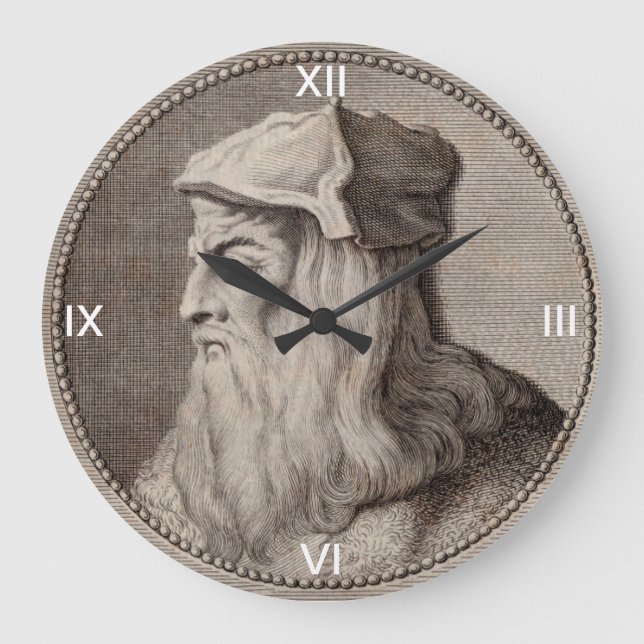Redondo Grande Reloj de leonardo da vinci (Anverso)