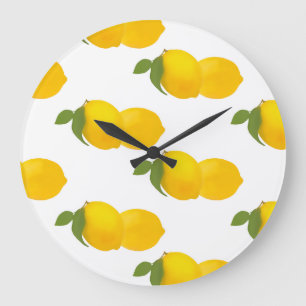 Redondo Grande Reloj de limón blanco