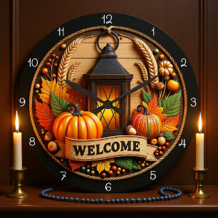 Redondo Grande Reloj de Linterna de Bienvenida de Otoño