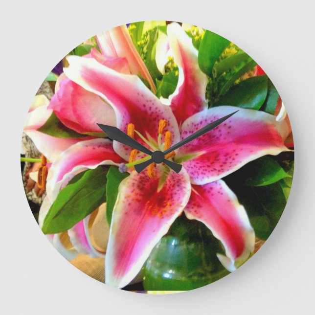Redondo Grande reloj de lirio de estrella rosa (Anverso)