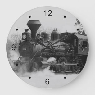 Redondo Grande Reloj de locomotora de trenes de Vintage