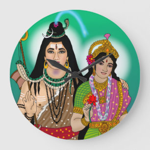 Redondo Grande Reloj de Lord Shiv Parvati