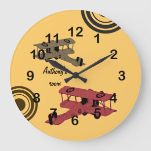 Redondo Grande Reloj de los biplanos del vintage